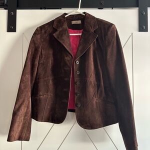 Elegant Brown Suede Women's Leather Jacket